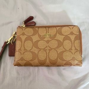 Coach double zip wristlet